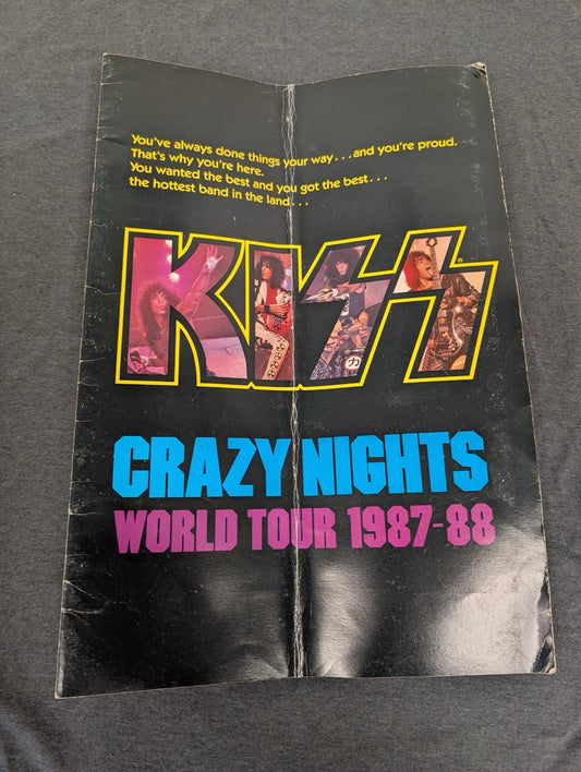 KISS Crazy Nights World Tour 1987-88 vintage concert program book cover showing band inside logo