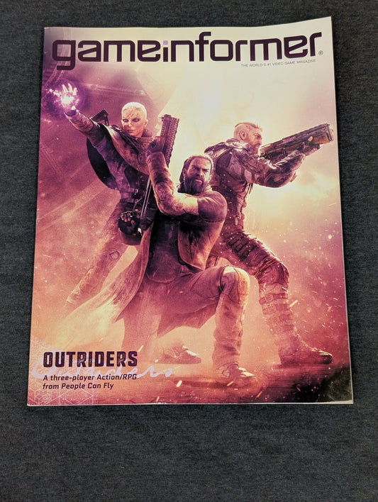 Game Informer Magazine cover featuring characters from Outriders
