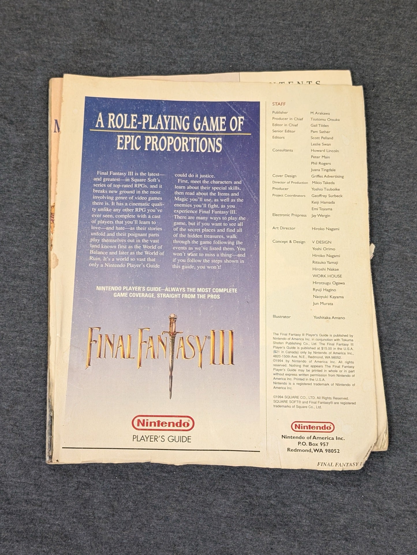 Final Fantasy III official Nintendo Player's Guide missing cover