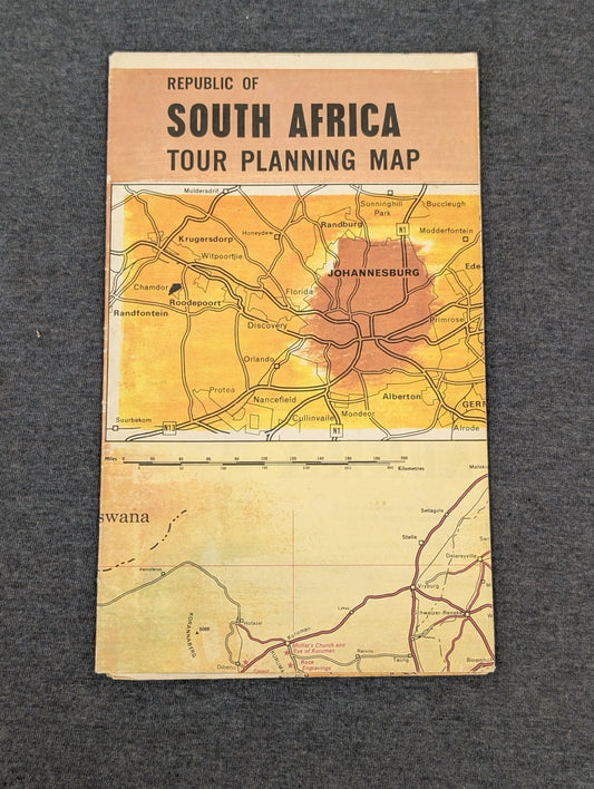 Vintage Republic of South Africa Tour Planning Map focused on Johannesburg.