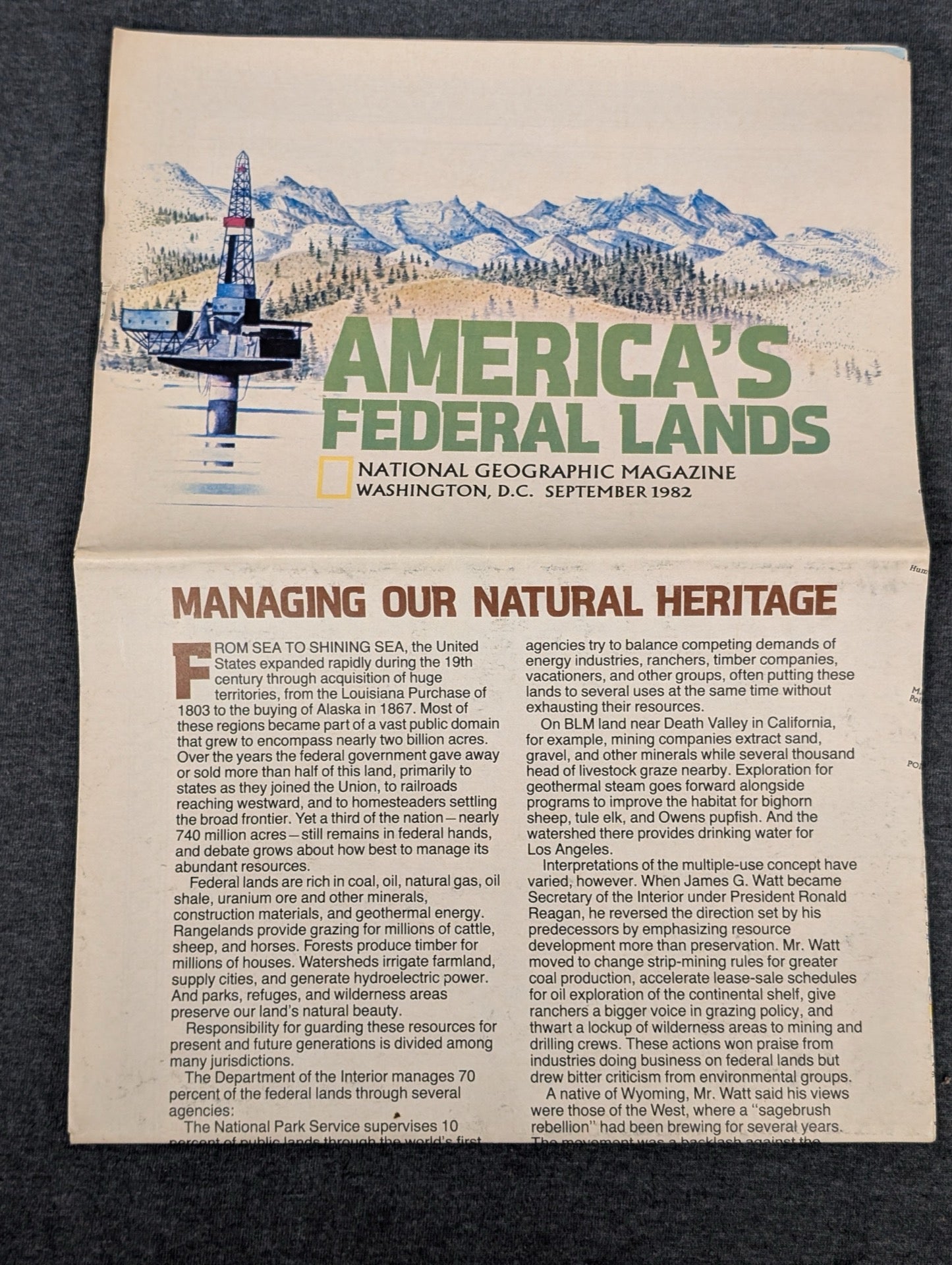 National Geographic September 1982 America's Federal Lands article.