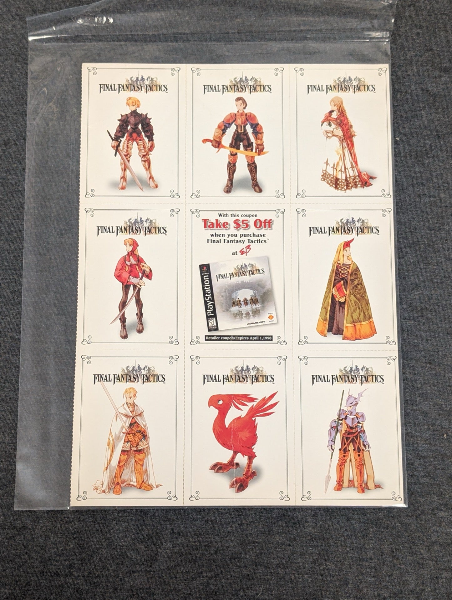 Final Fantasy Tactics vintage sticker sheet with EB games coupon