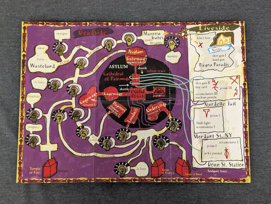 Shadow Man video game fold-out map showing Deadside and Liveside