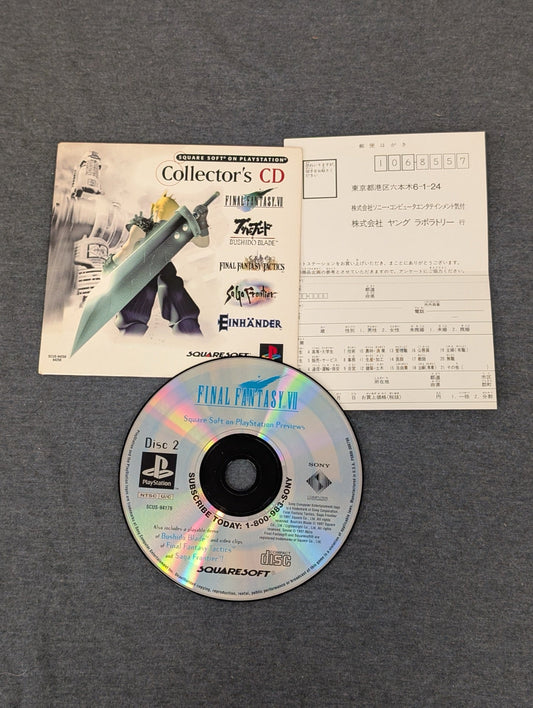 Squaresoft Collector's CD for PS1 featuring Cloud Strife insert