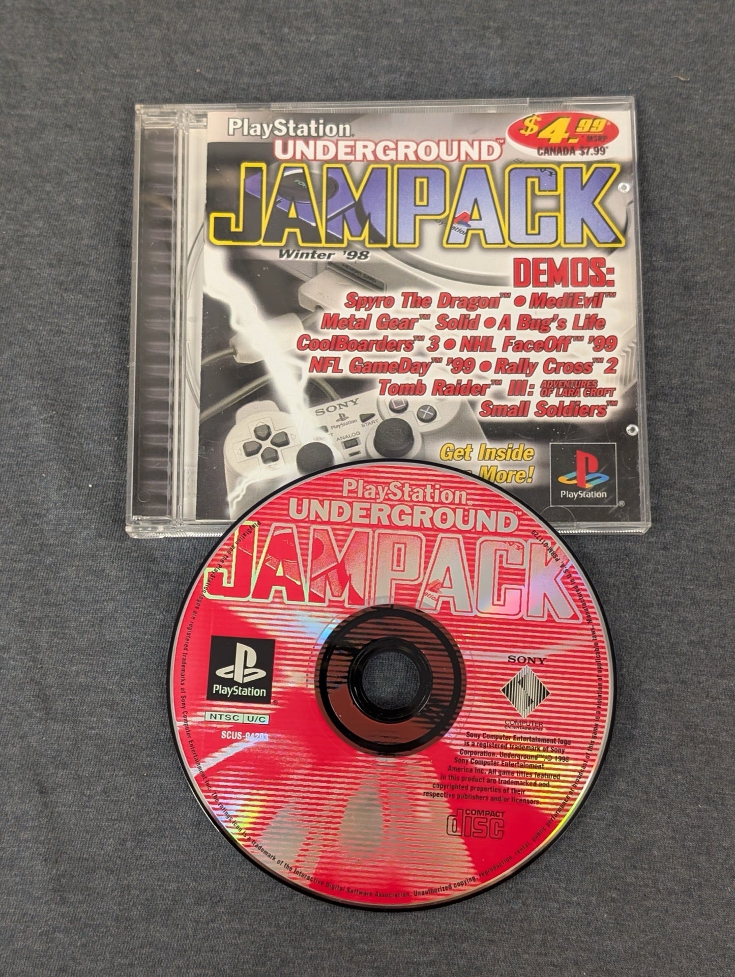 PlayStation Underground Jampack Winter 98 disc and jewel case front