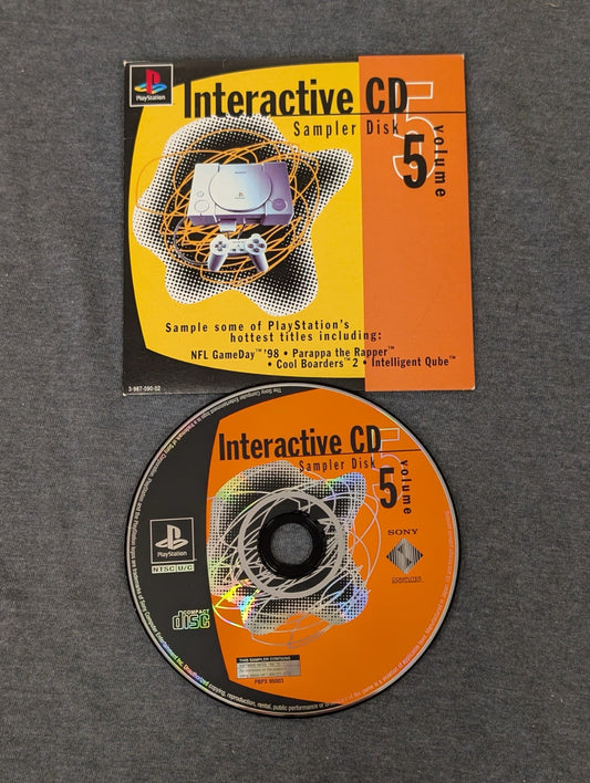 PlayStation Interactive CD Sampler Disk Volume 5 orange disc and sleeve