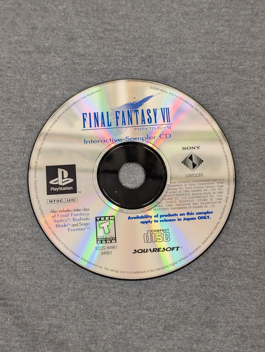 Final Fantasy VII Interactive Sampler CD close up