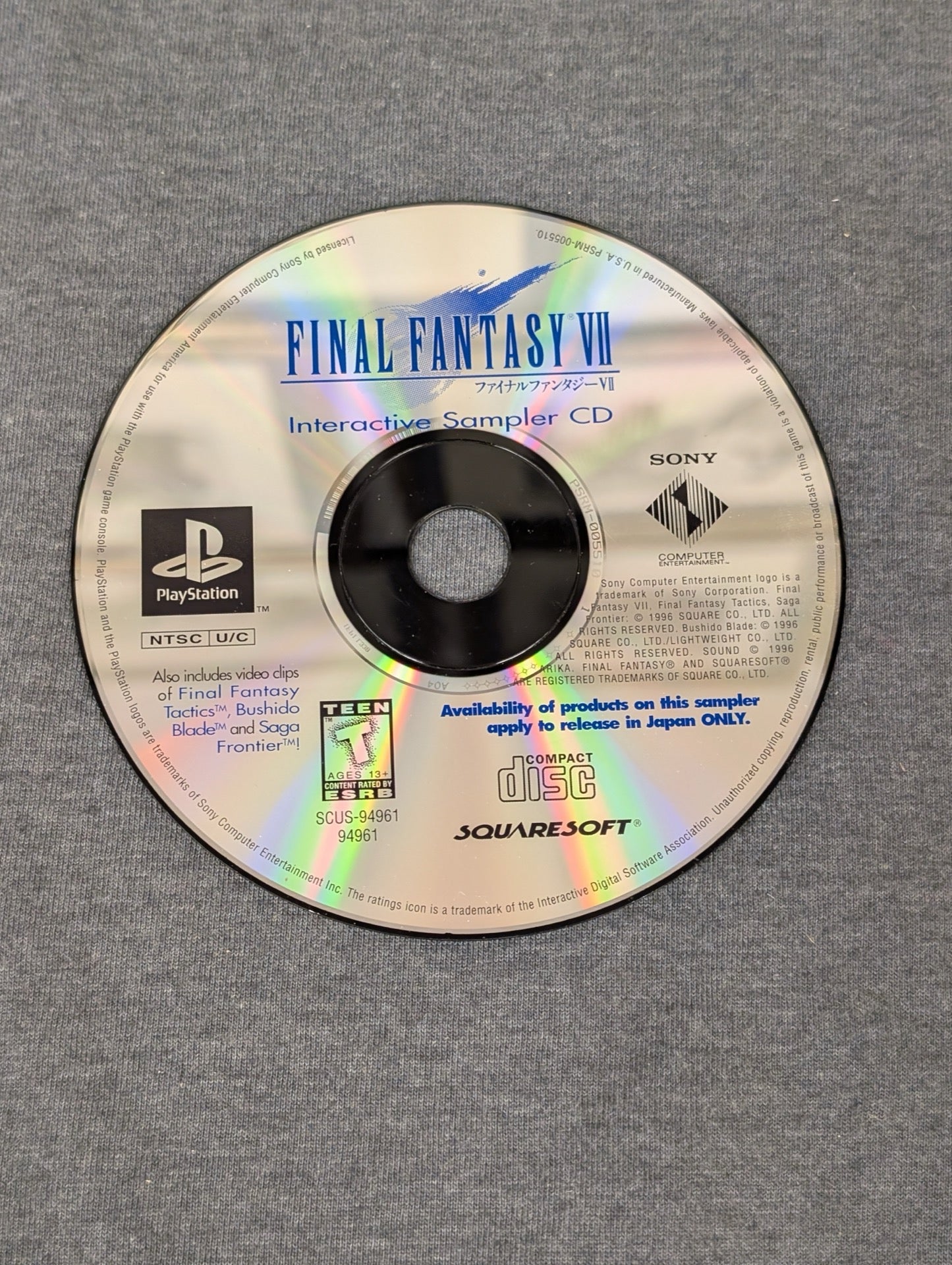 Final Fantasy VII Interactive Sampler CD with shiny FF7 logo
