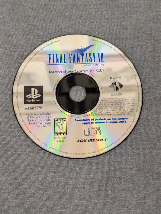 Final Fantasy VII Interactive Sampler CD with shiny FF7 logo