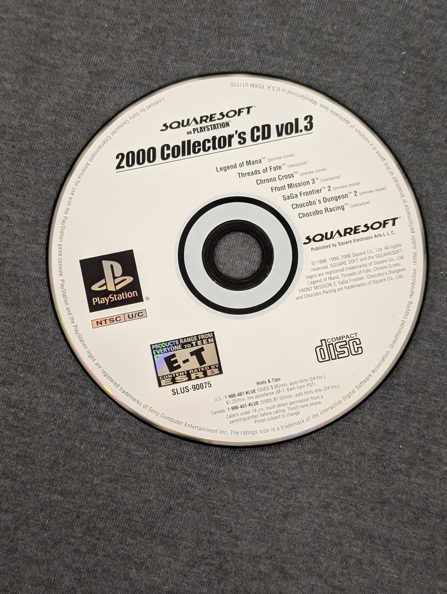SquareSoft 2000 Collector's CD Vol 3 disc featuring Chrono Cross