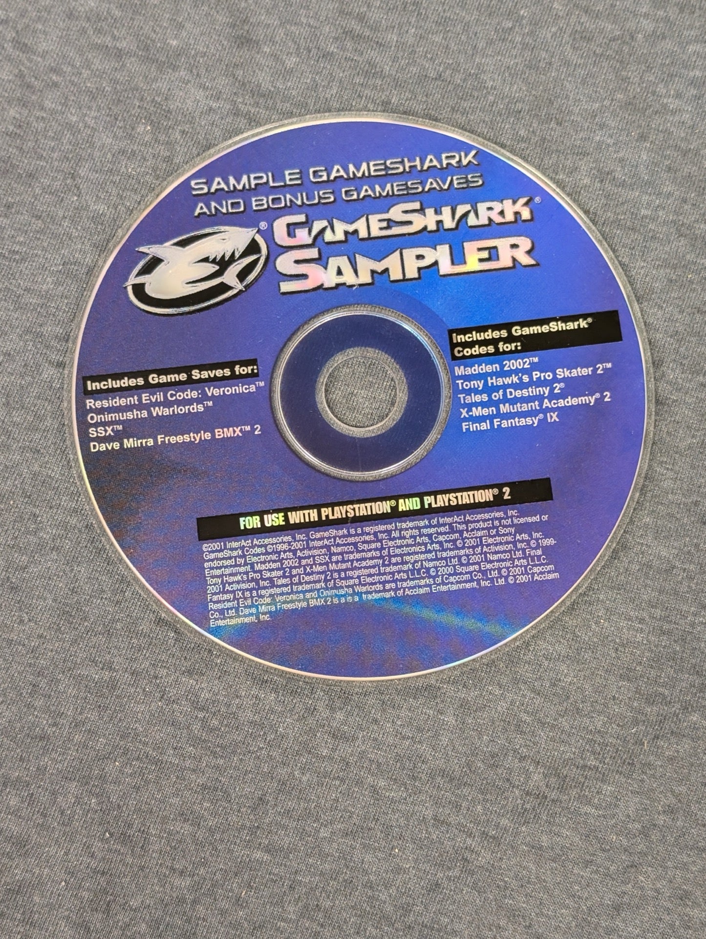GameShark Sampler and Bonus Gamesaves blue disc