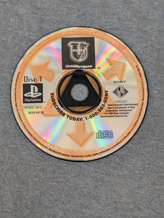 PlayStation Underground Disc 1 featuring arrow design