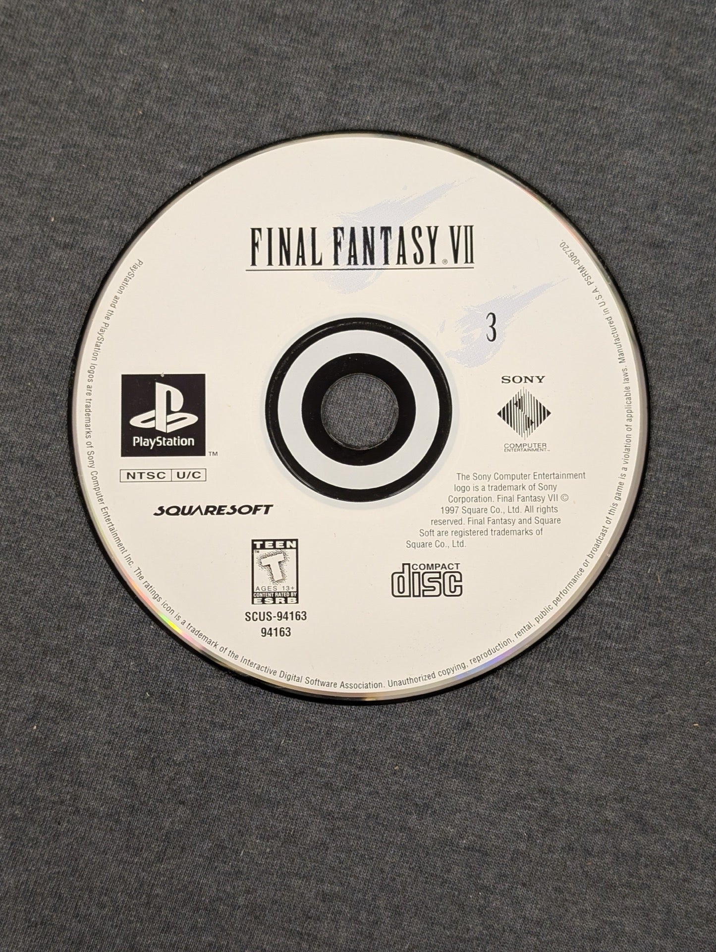 Final Fantasy VII PS1 Disc 3 white label