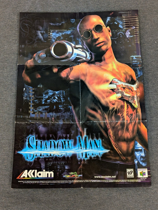 Shadow Man vintage fold-out promotional poster featuring Mike LeRoi