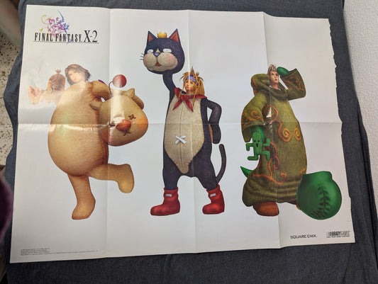 Final Fantasy X-2 vintage fold-out poster featuring mascot dresspheres