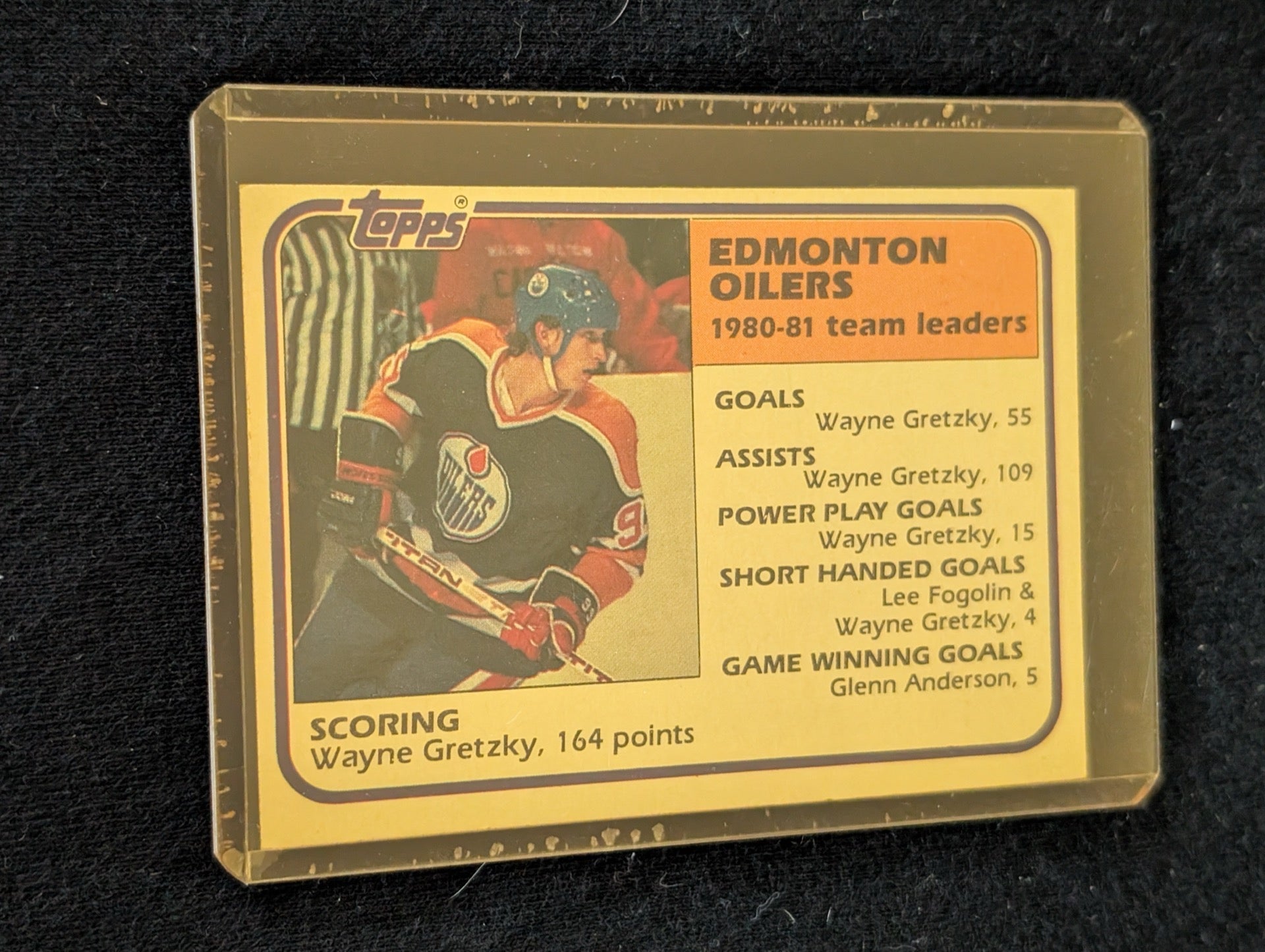 Back of 1981 Topps Wayne Gretzky card showing stats
