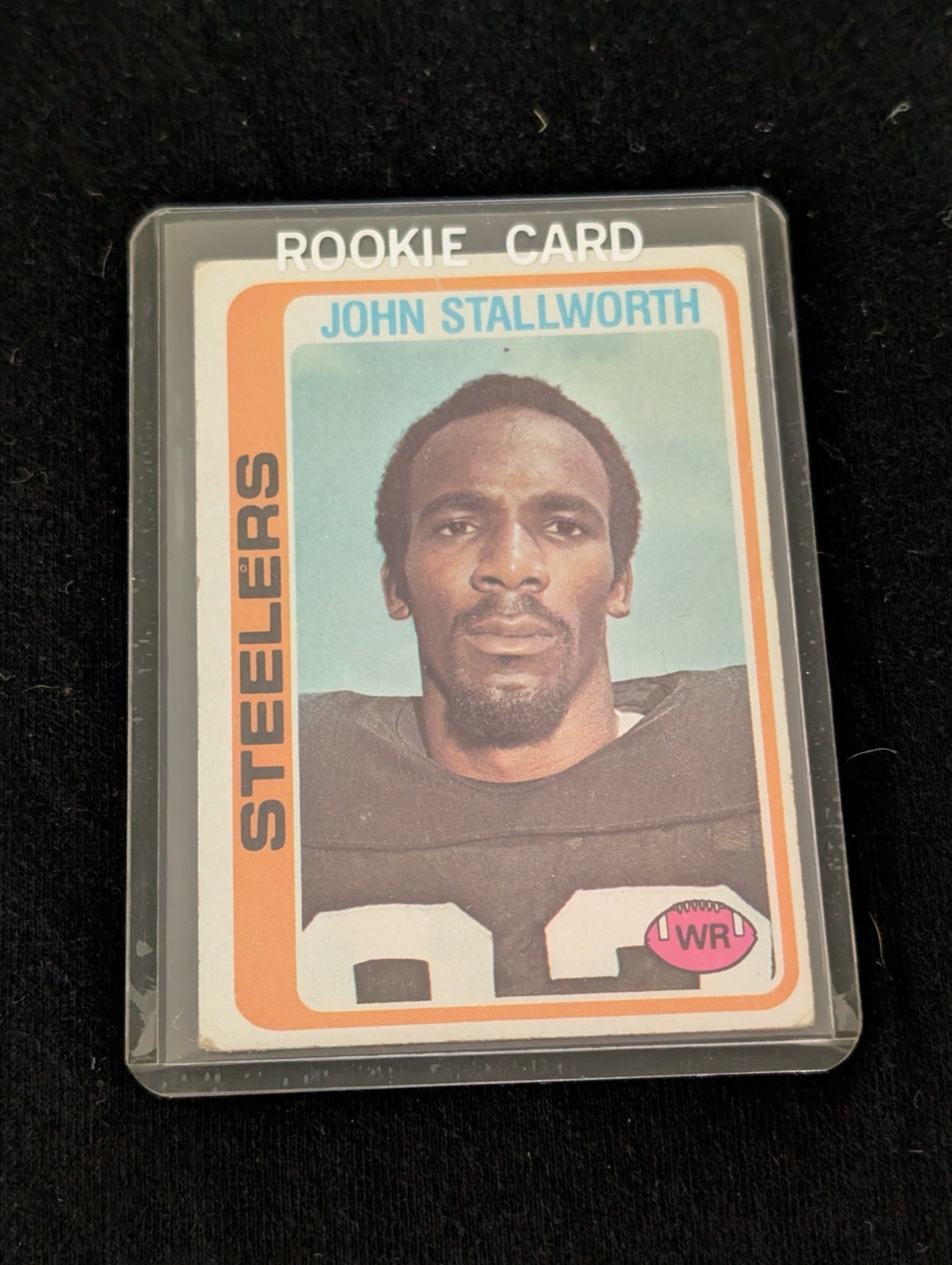 1975 Topps John Stallworth #355 Rookie Card featuring the Pittsburgh Steelers wide receiver.