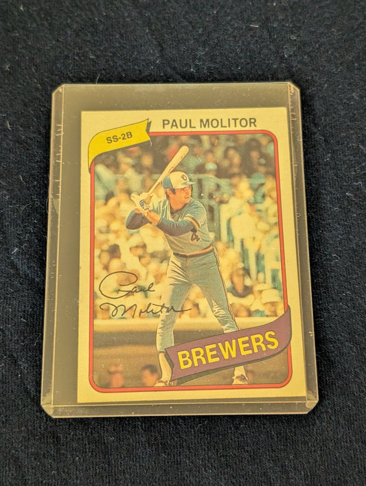 1979 Topps Paul Molitor #24 Milwaukee Brewers baseball card in plastic sleeve.