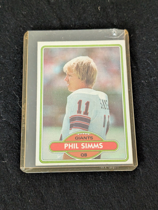 1980 Topps Phil Simms #225 Rookie Card featuring the NY Giants quarterback.