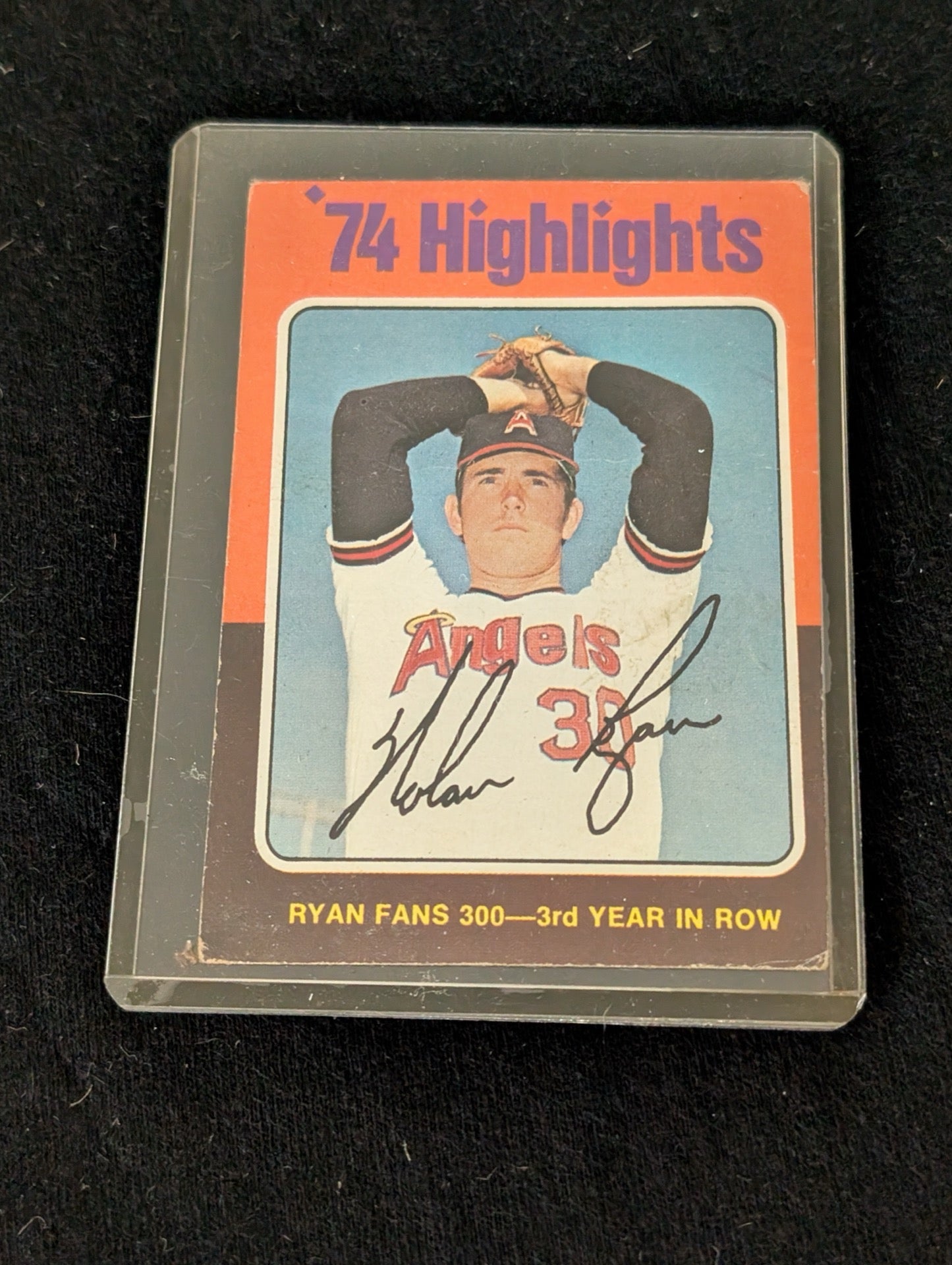 1974 Topps Nolan Ryan #332 Highlights Fans 300 Angels baseball card.