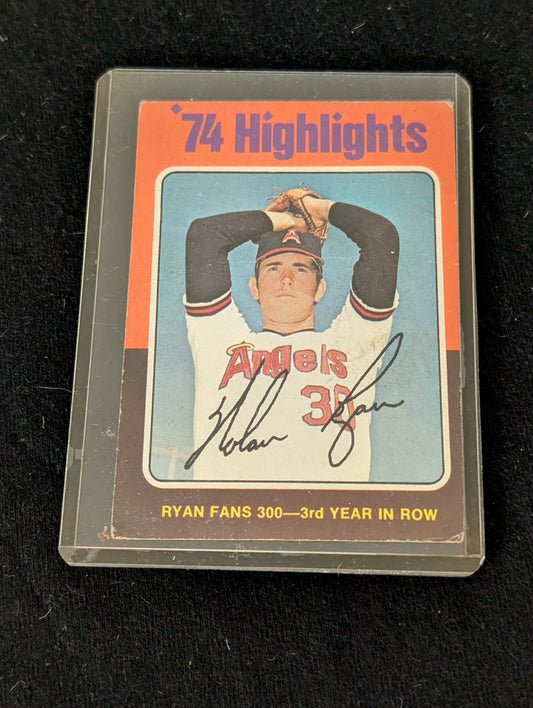 1974 Topps Nolan Ryan #332 Highlights Fans 300 Angels baseball card.
