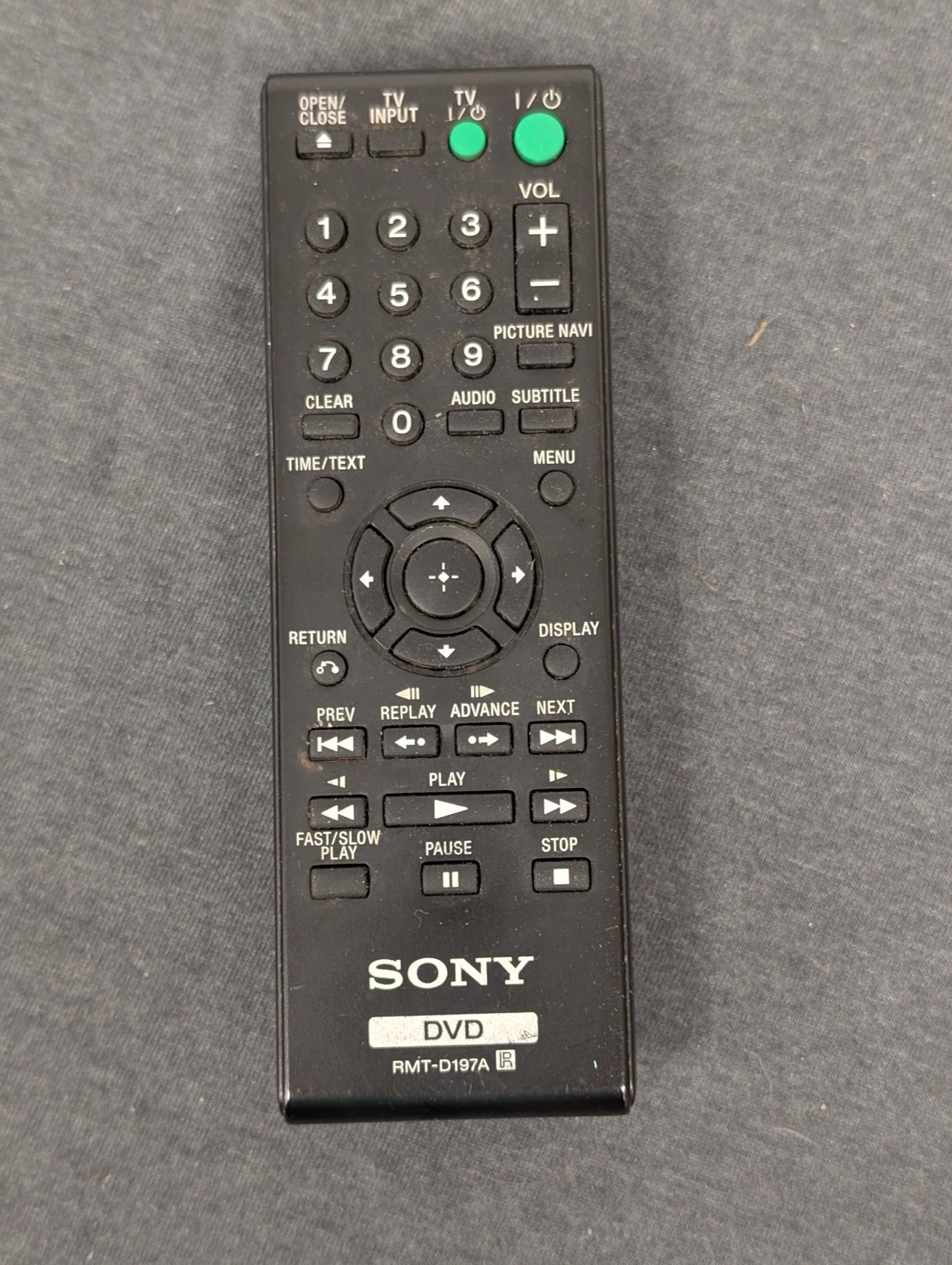 Sony RMT-D197A DVD remote with green power buttons