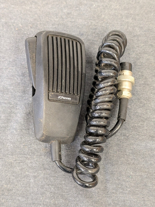 Top-down view of JCPenney CB mic with coiled cord and connector.