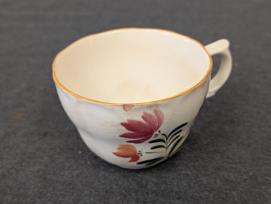 Vintage Nikko Provincial Designs teacup with colorful flowers showing some rim crazing