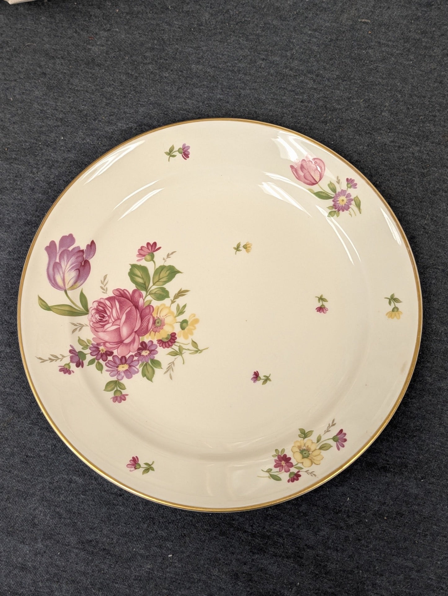Top view of Rosenthal Kronach Germany floral plate with tulips