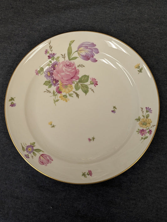 Vintage Rosenthal plate with tulips and roses on an ivory background