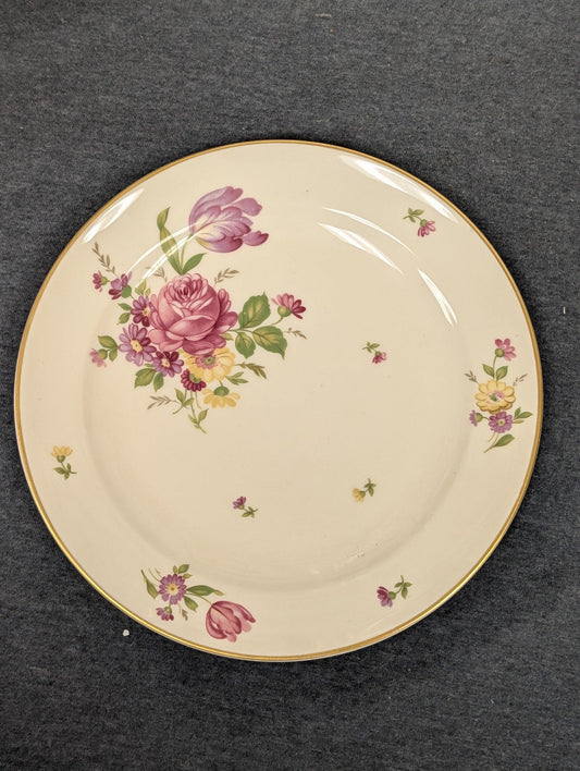 Classic Rosenthal ivory dinner plate with floral design and gold edge