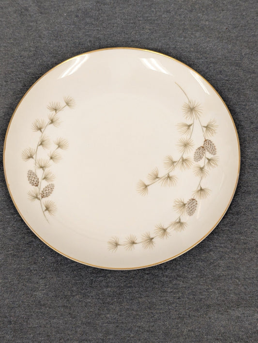 Top view of Yamato Japan Mikasa Sequoia plate with gold edge