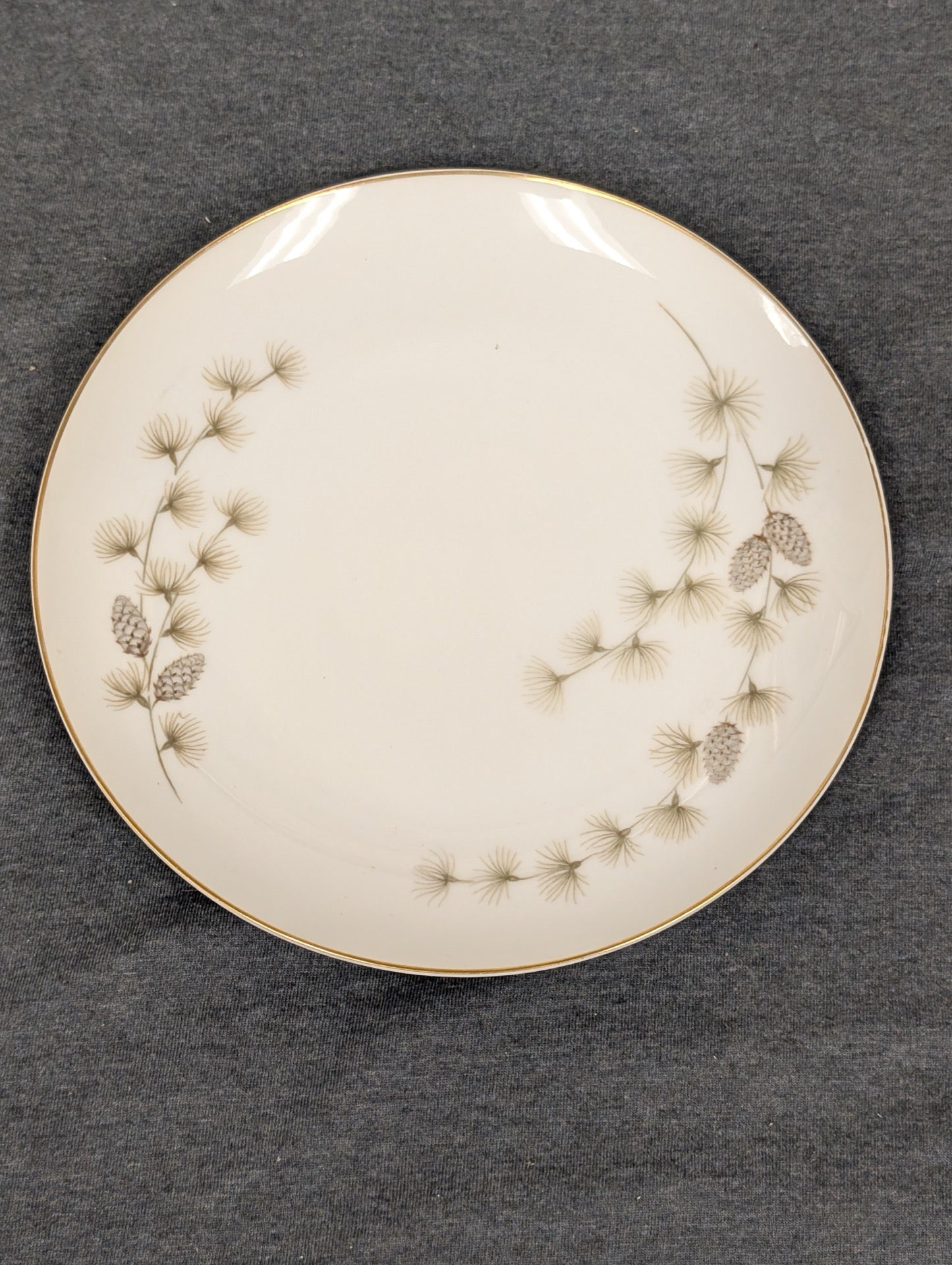 Pinecone and needle design on Yamato Japan Fine China Mikasa plate