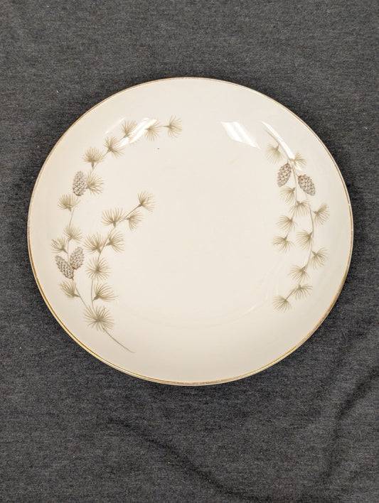 Vintage Mikasa Sequoia 6141 fine china plate featuring pinecones and gold trim