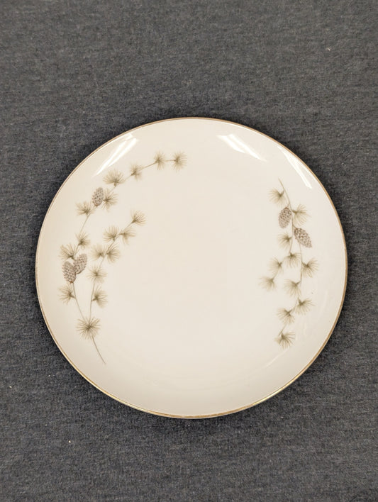 Retro Mikasa Sequoia fine china bread and butter plate with pine pattern.