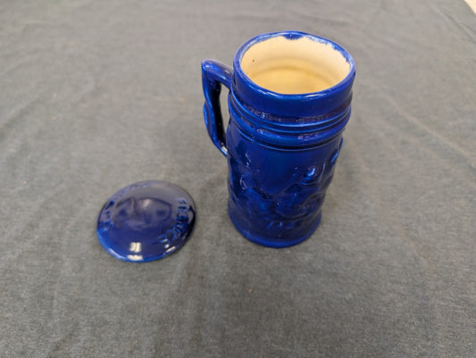 Vintage St. Amand France cobalt blue ceramic lidded mug/jar.