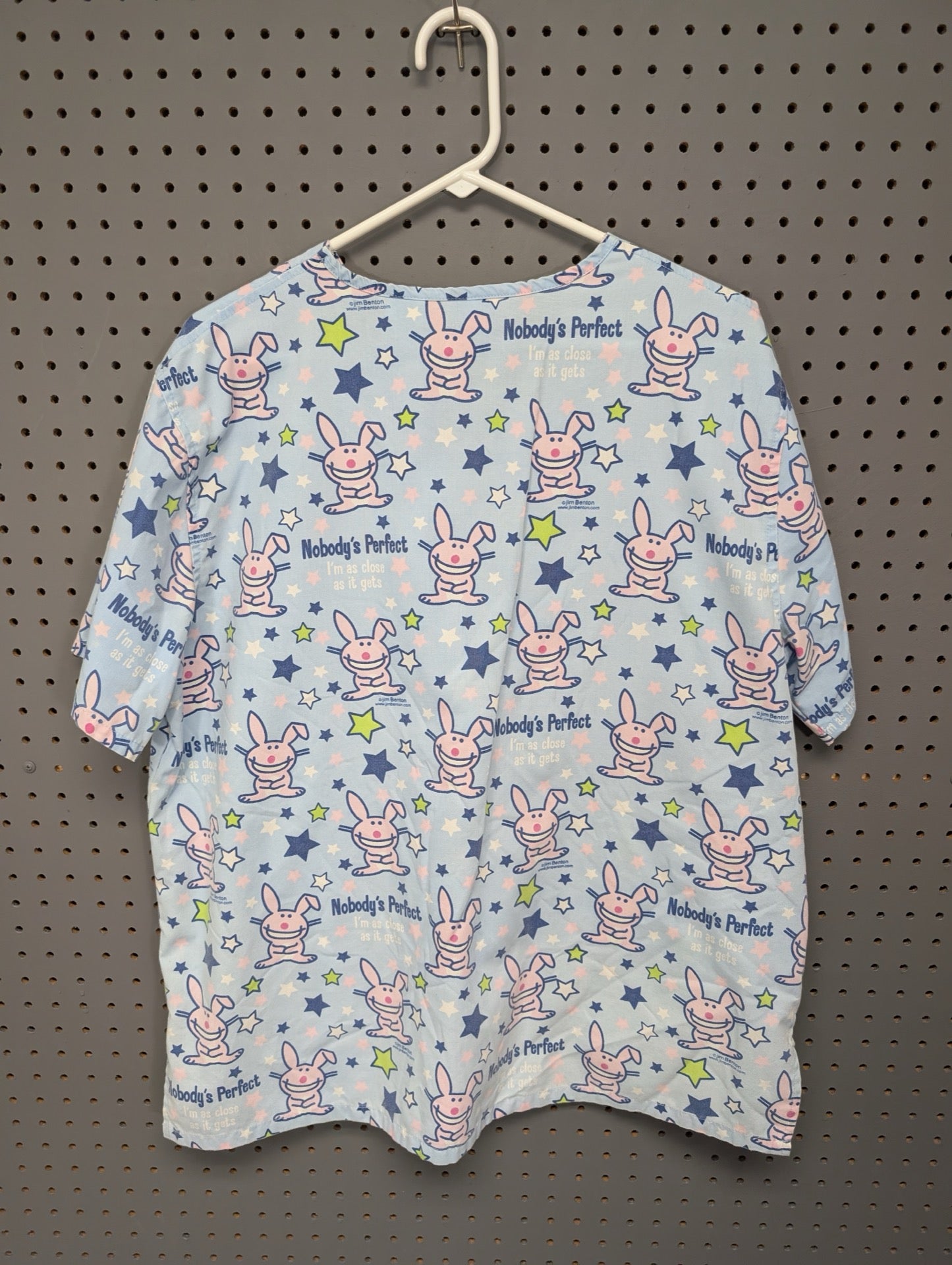 Back view of It's Happy Bunny scrub top