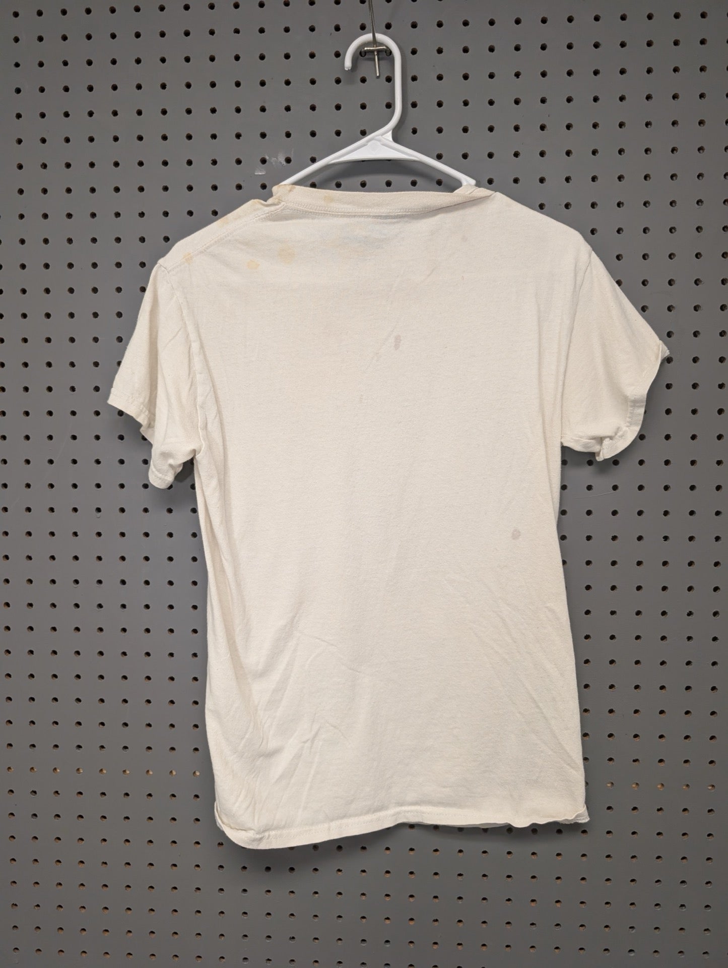 Blank back of shirt showing stains