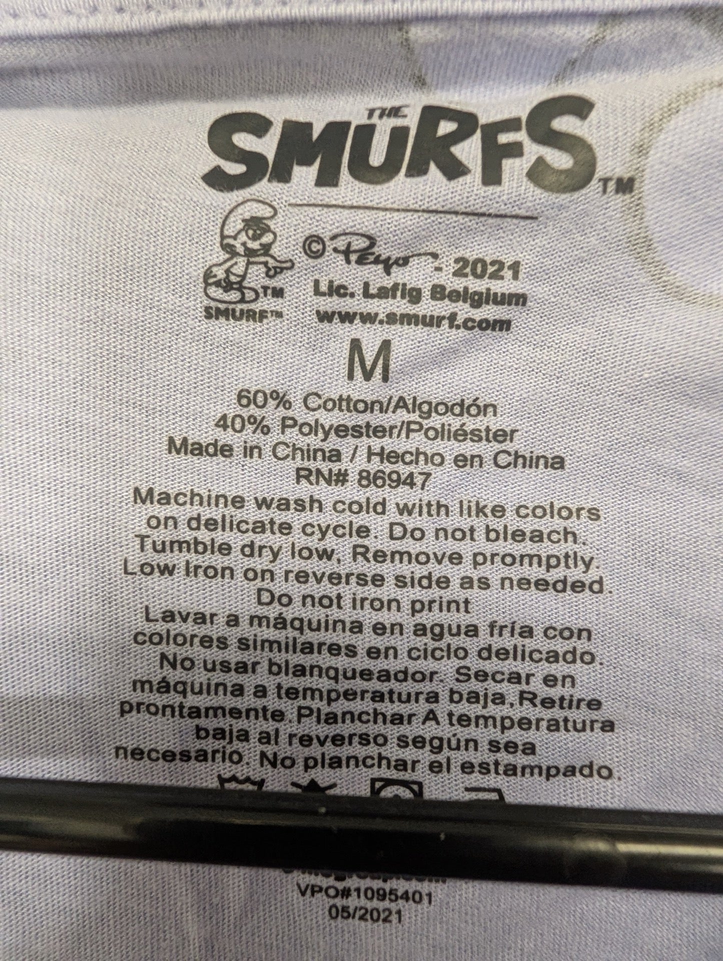 Official 2021 Smurfs printed neck tag size medium