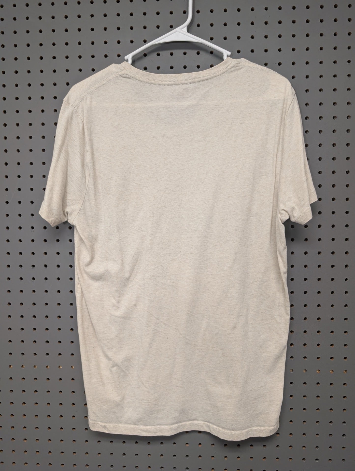 Blank back of beige v-neck t-shirt