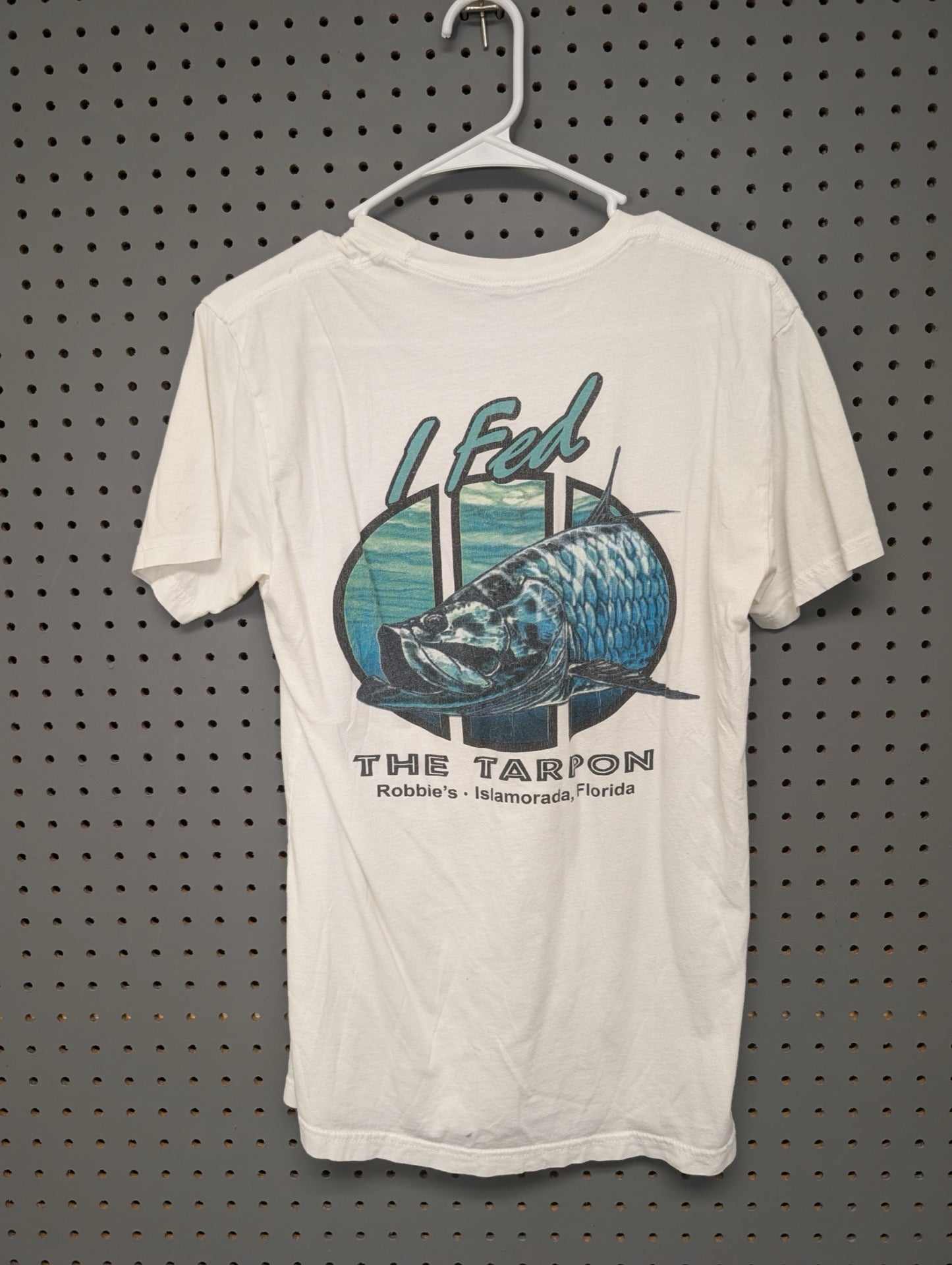 Back of Robbie's Marina t-shirt I Fed The Tarpon