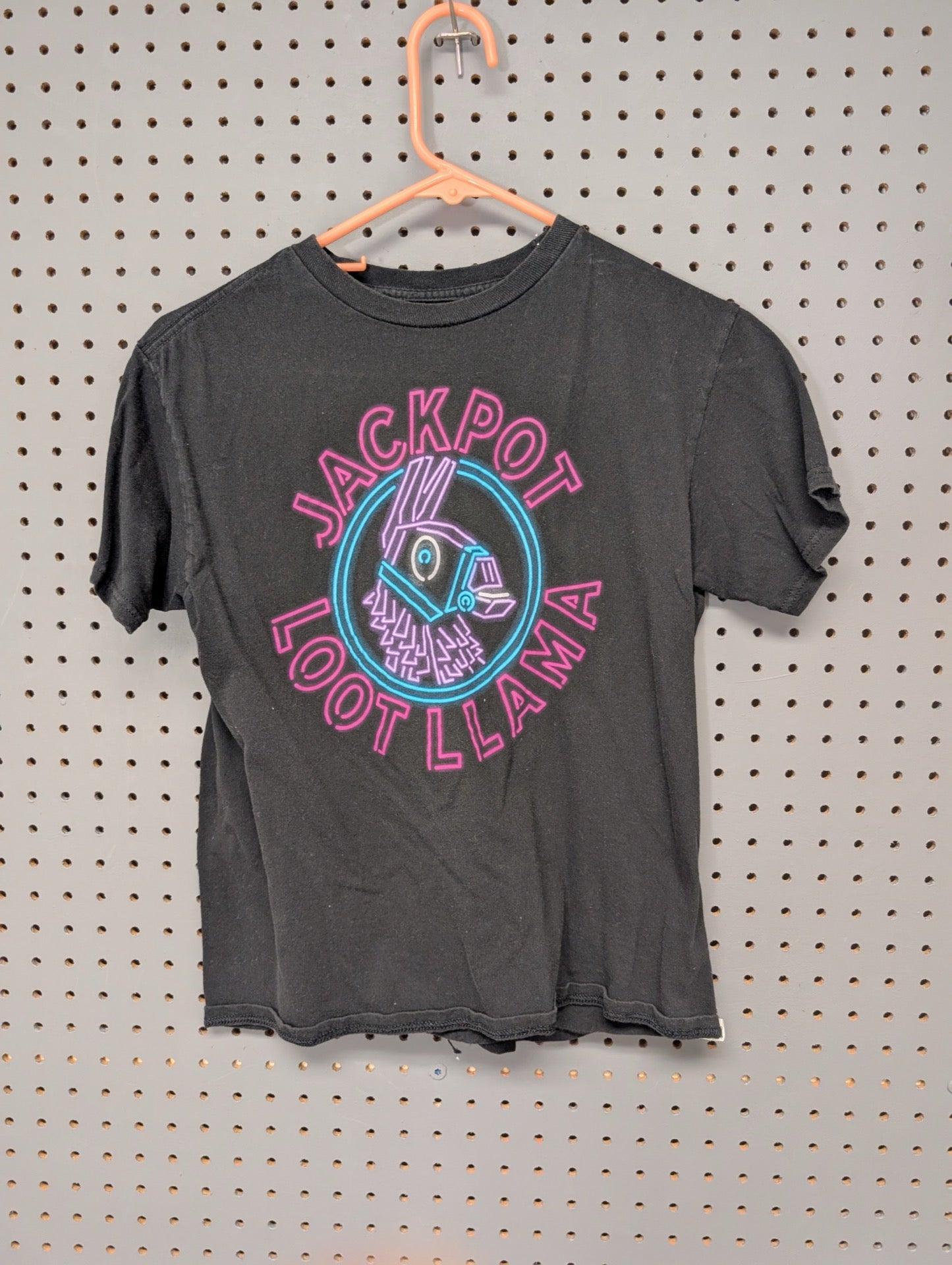 Front of Fortnite Jackpot Loot Llama neon t-shirt