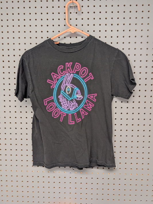Front of Fortnite Jackpot Loot Llama neon t-shirt
