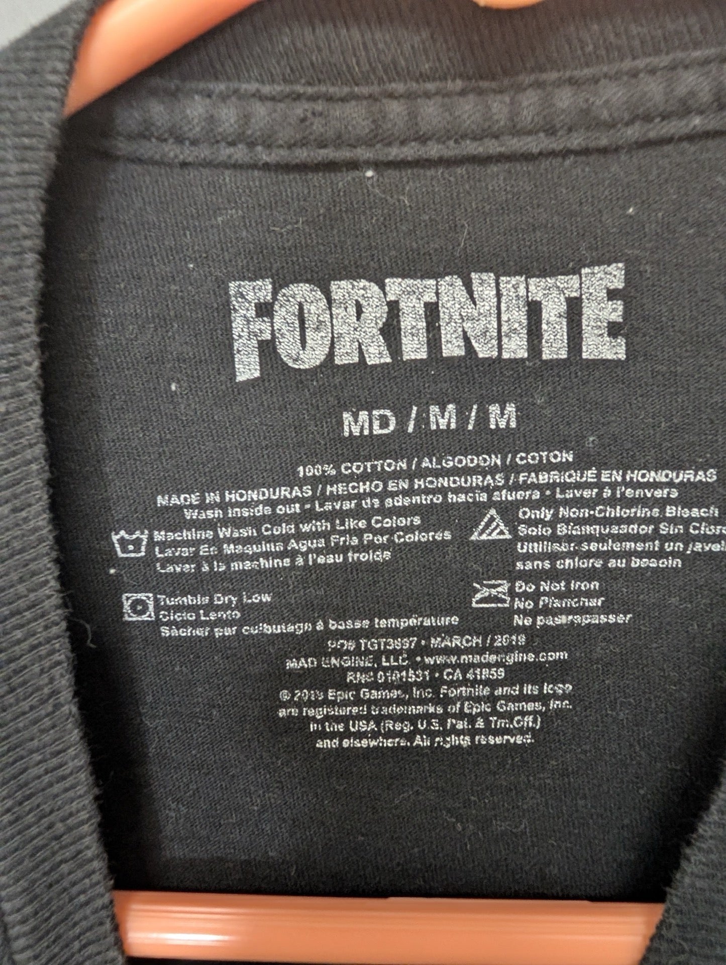 Printed Fortnite brand tag size medium