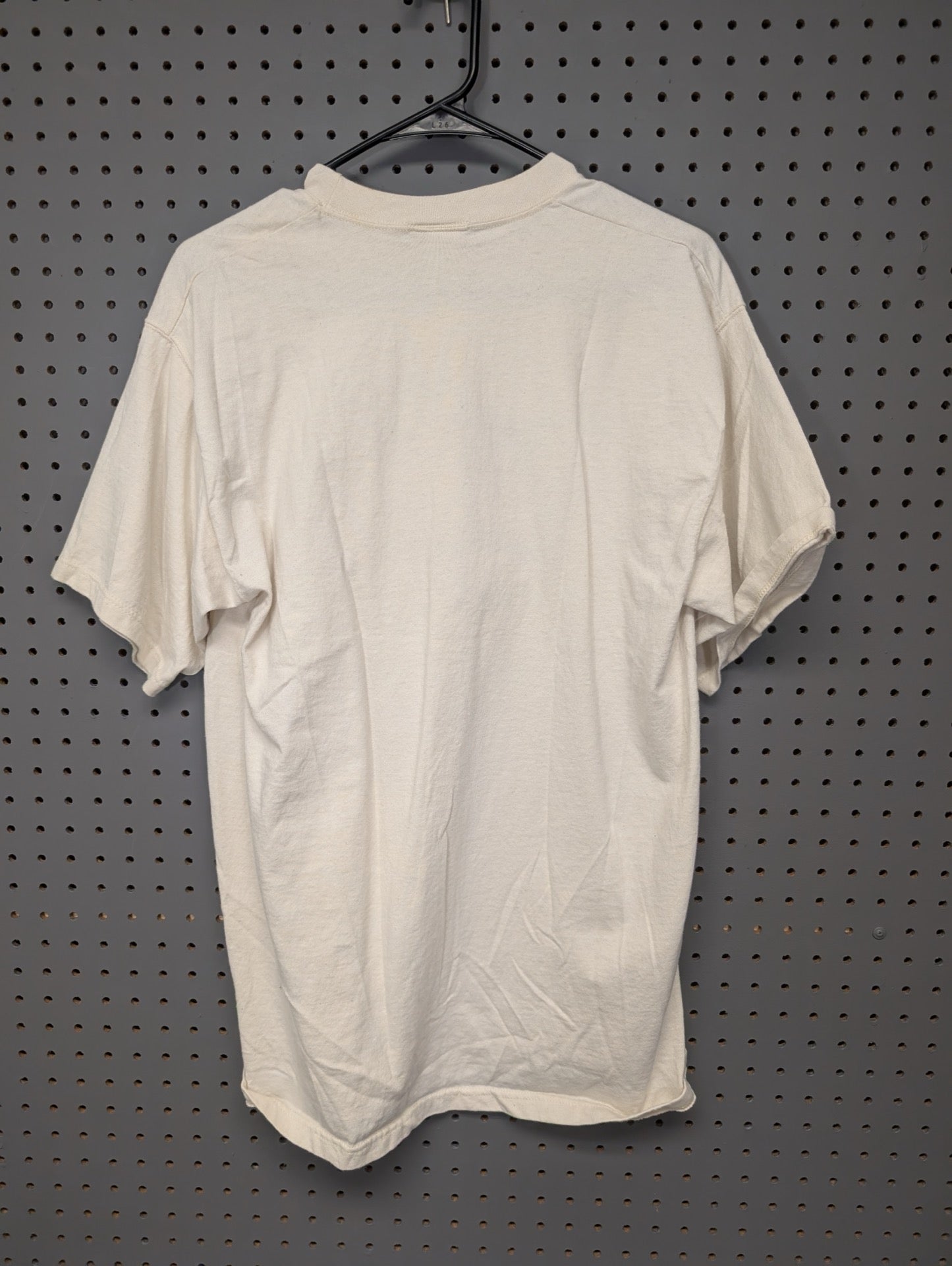 Back of plain cream vintage t-shirt