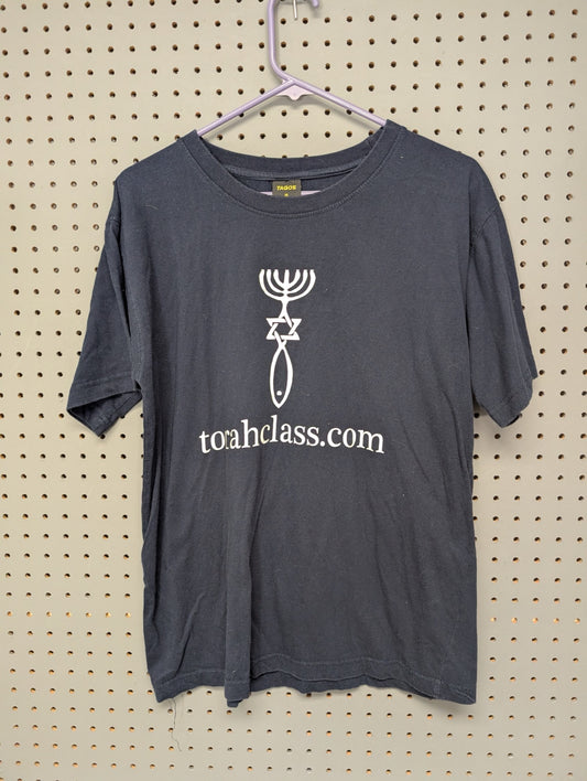 Front of navy shirt with Messianic Seal and Torah Class logo