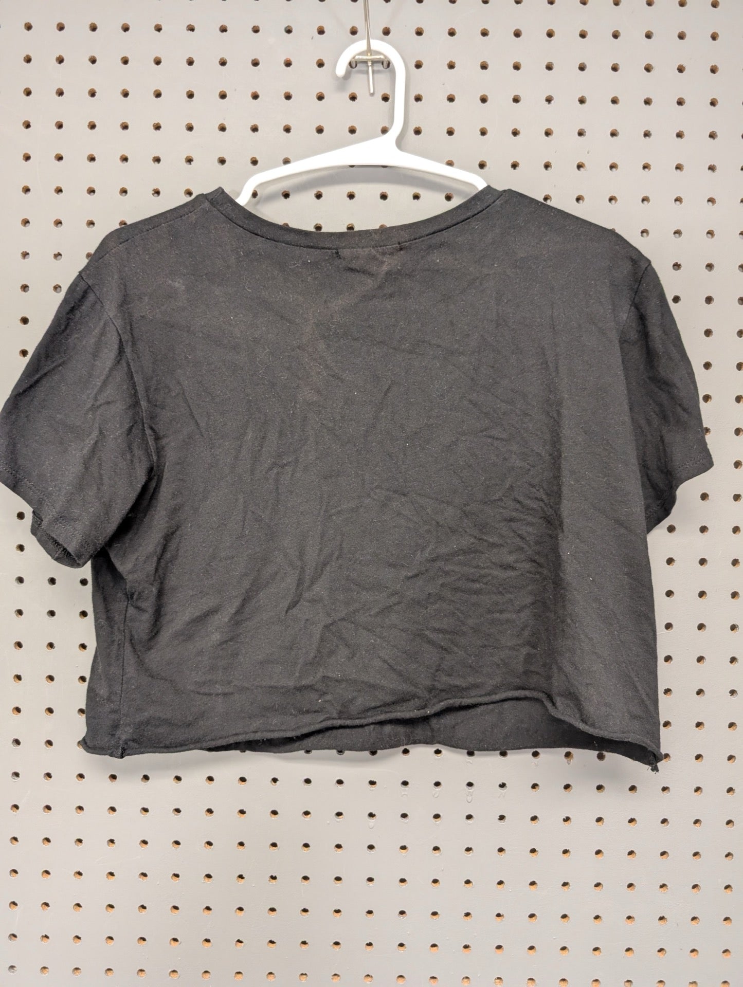 Back of plain black crop top