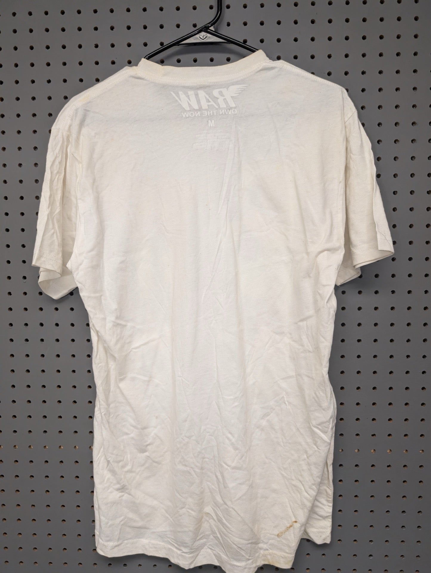 Back of white RAW t-shirt