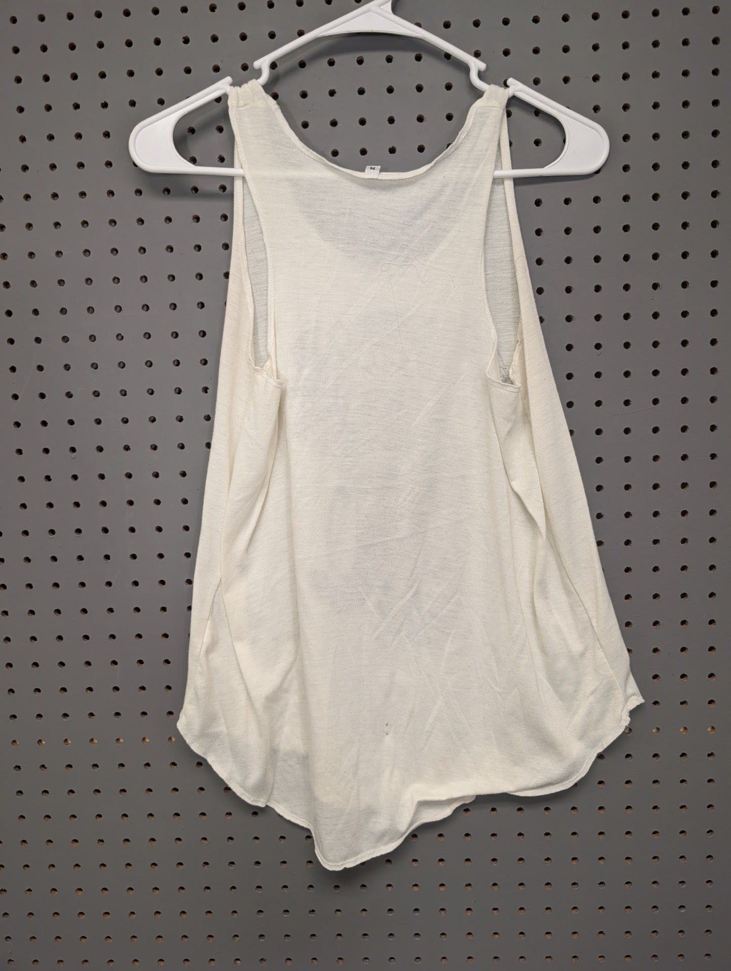 Back view of plain white tank top