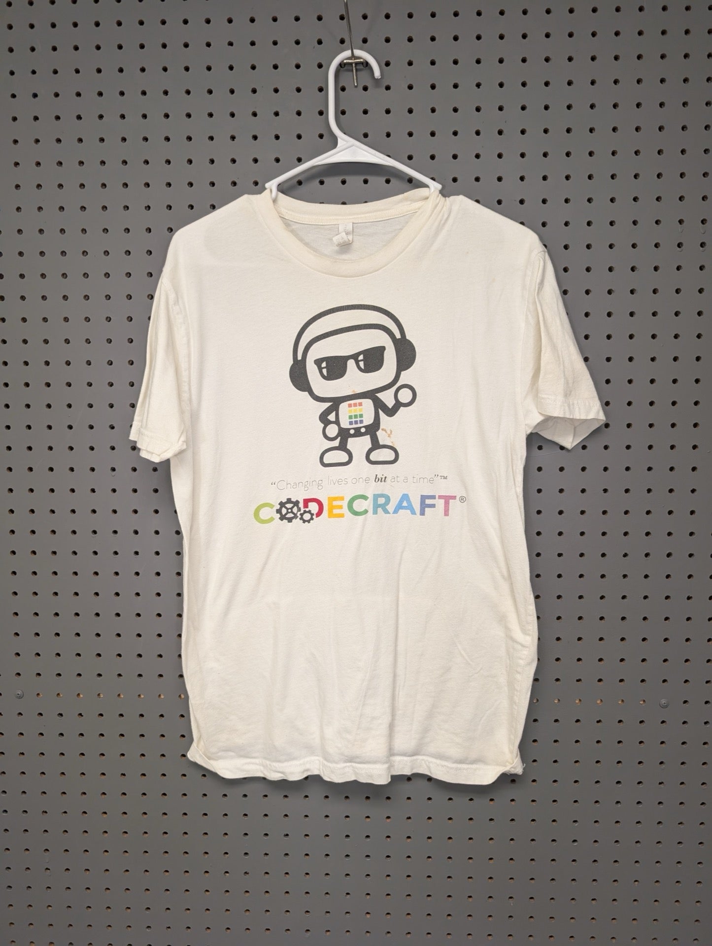 Front of white Codecraft t-shirt